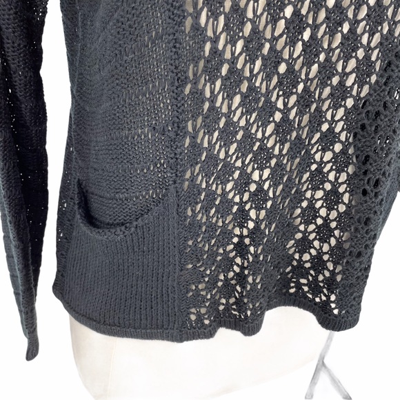 Papillon Pointelle Knit Sweater Black Size M - K54 - Picture 5 of 9